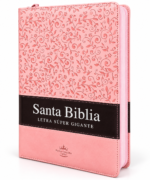 Biblia Letra Supergigante 19 Puntos RVR1960 Imitación  Piel Rosa Duo Tone con Cierre e Indice