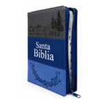 Biblia Letra Grande con Cierre RV1960, Manual Imitación Piel, Azul y Gris con Indice
