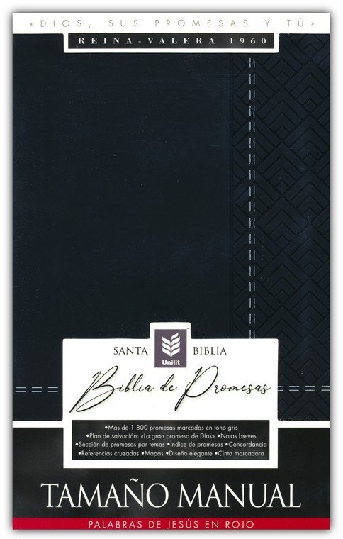 Biblia de Promesas Reina Valera 1960- Tamaño Manual - Edición Negro - Imitación Piel con Índice - Imagen 2