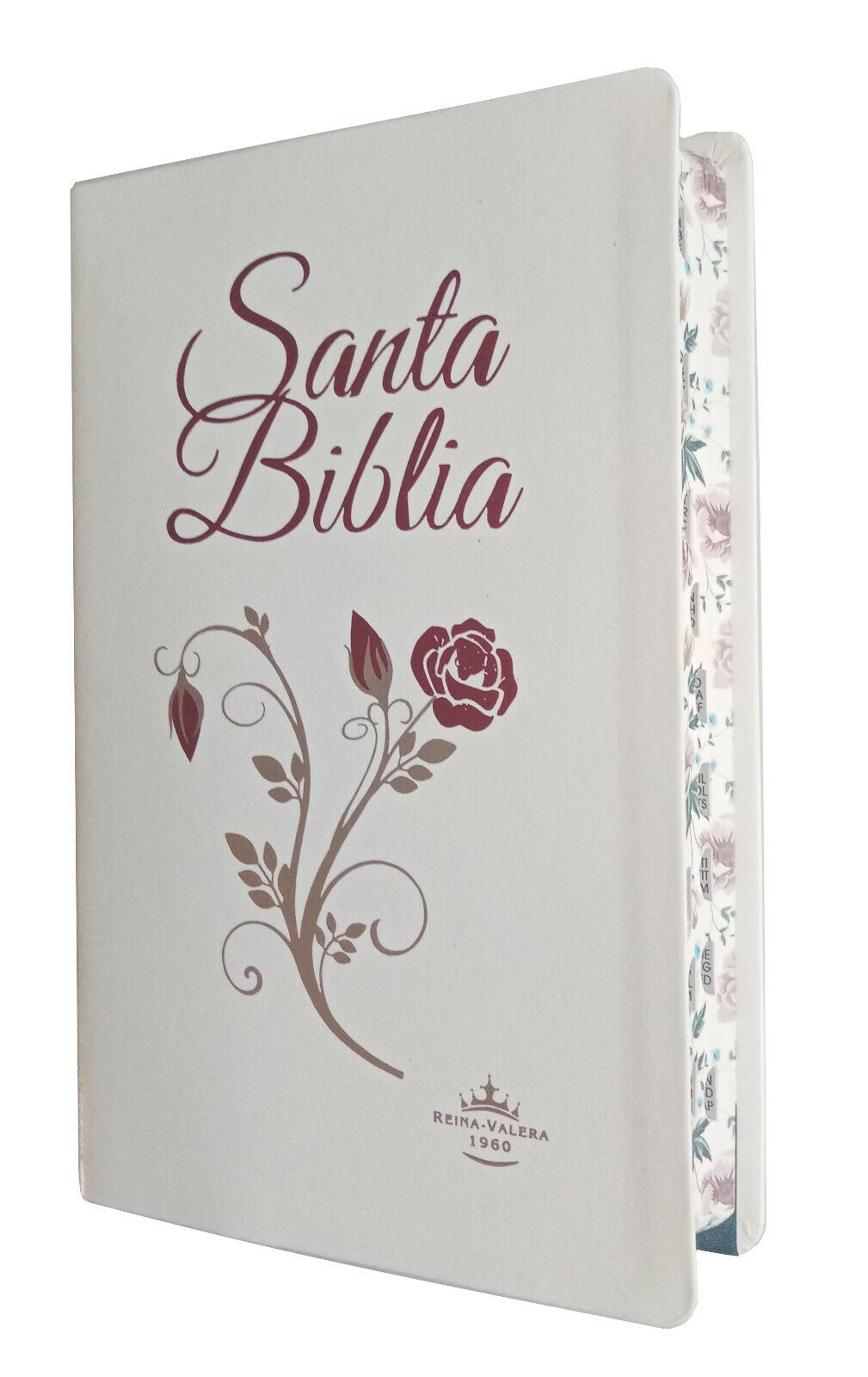 Biblia Blanca Floral Letra Grande 12 Puntos con Index RV1960