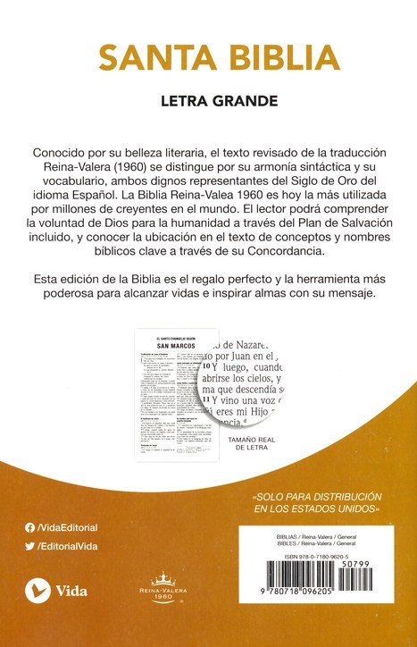 RVR60 Santa Biblia - Letra Grande - Tapa Blanda - La Caja viene 24 Biblias - Imagen 2