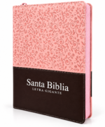 Biblia Letra Gigante RV1960 Imi Piel Manual Rosado floral y Cafe con Cierre e Index
