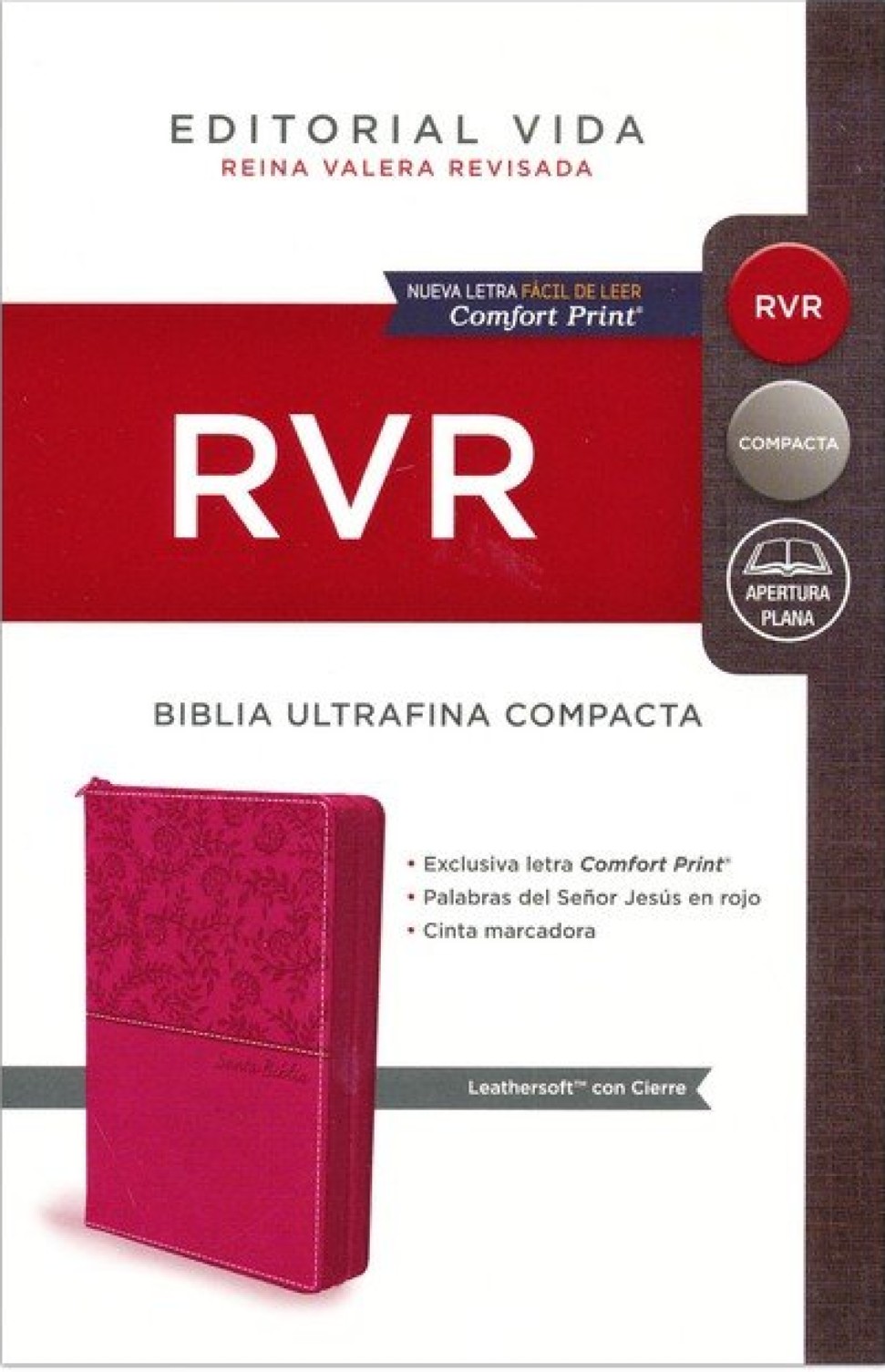 RVR Santa Biblia Ultrafina Compacta, Imitación Piel con Cierre
