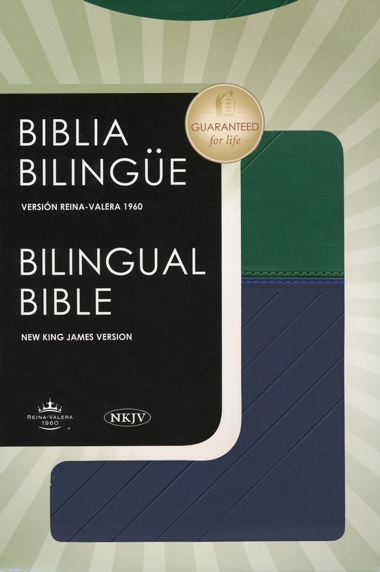 Biblia Bilingue Reina Valera 1960 - NKJV - Imitación Piel - Azul y Verde - Imagen 2
