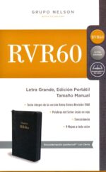Biblia RVR 1960 Portátil Letra Grande - Tamaño Manual - Imitación Piel - Negra, Cremallera