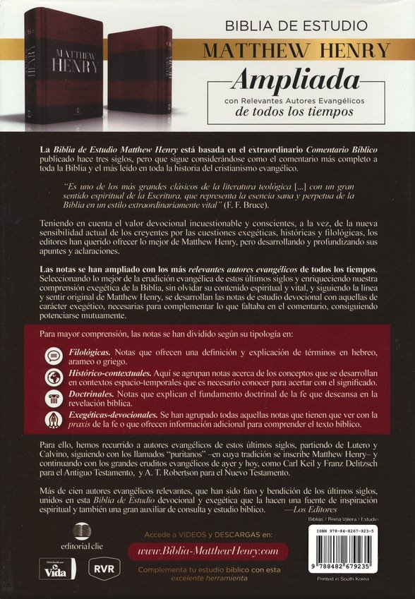 RVR Biblia de Estudio Matthew Henry, Imitación Piel, Clásica - Café - Imagen 9