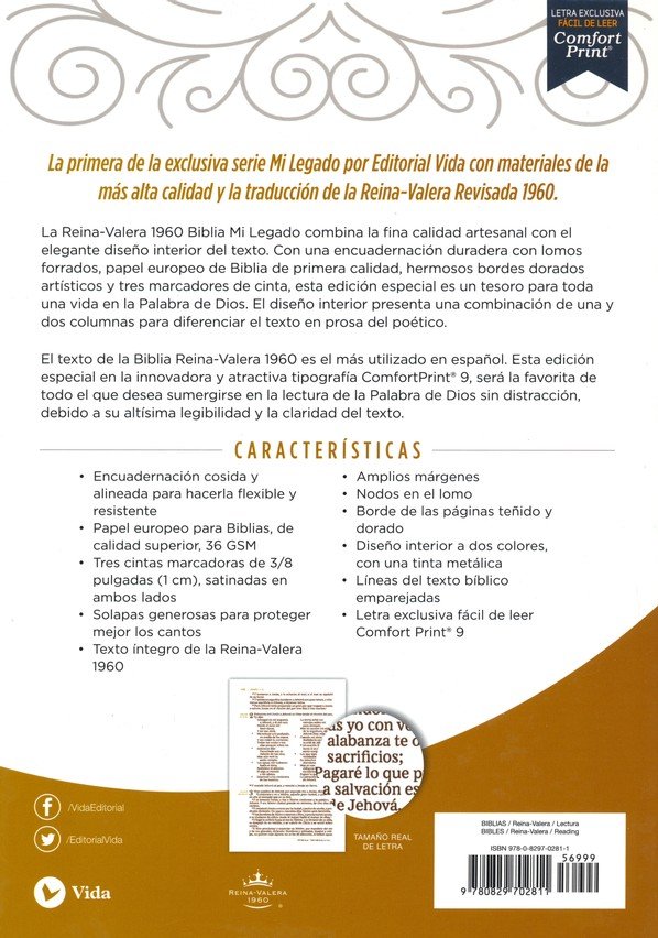 RVR60 Biblia Mi Legado, Imitación Piel , Café, Una Columna, Interior a Dos Colores - Imagen 10