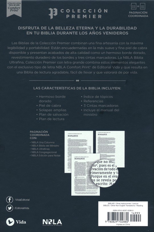 NBLA Biblia Ultrafina, Colección Premier, Azul Marino - Imagen 11