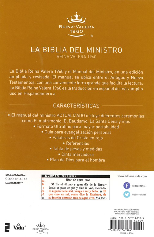 Biblia del Ministro RVR 1960 - Ultrafina - Imitación Piel Negra - Imagen 10