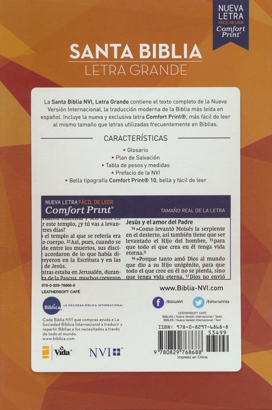 NVI Biblia Letra Grande - Imitación Piel Duo Tono - Café - Imagen 10