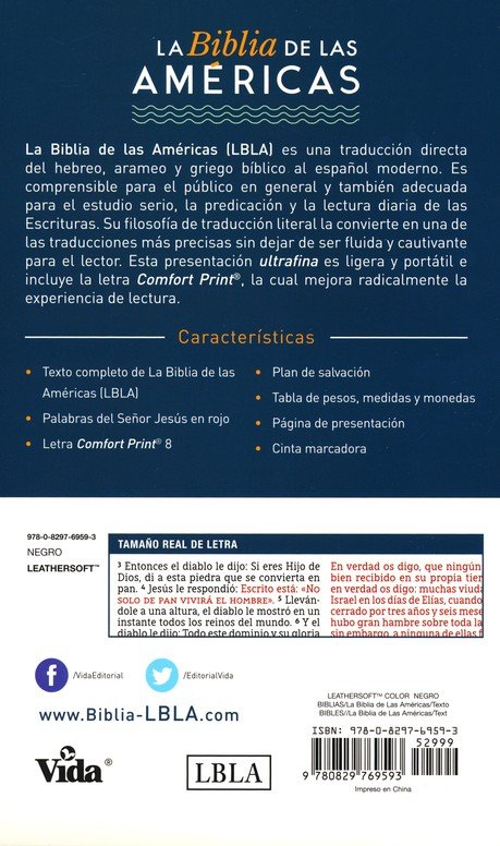LBLA Santa Biblia Ultrafina Imitación Piel Negro - Imagen 2