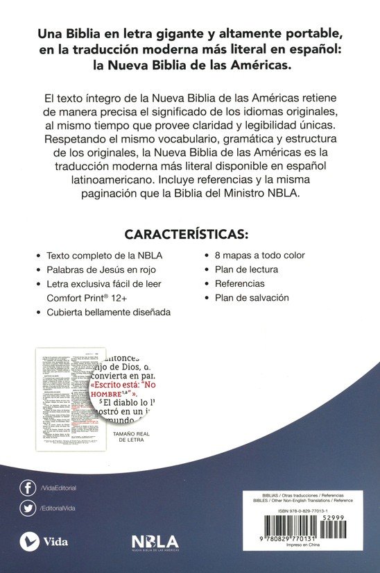 NBLA Santa Biblia Ultrafina Letra Gigante Tapa Dura, Tela, Gris - Imagen 11