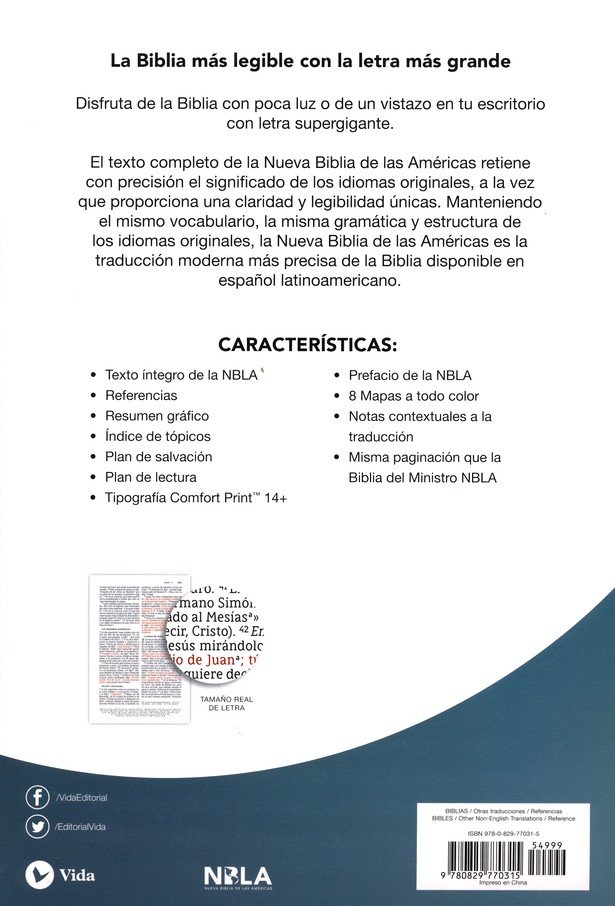 NBLA Santa Biblia Letra Supergigante Imitación Piel, Beige - Imagen 2