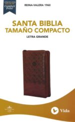 RVR60 Santa Biblia Compacta Letra Grande Imitación Piel Café con Cierre