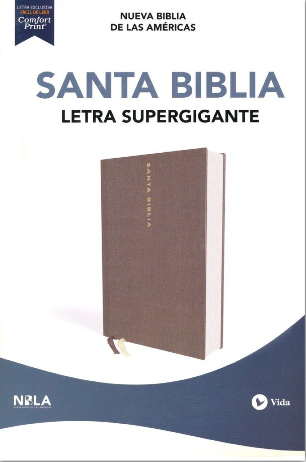 NBLA Santa Biblia Letra Supergigante Tapa Dura, Tela, Gris