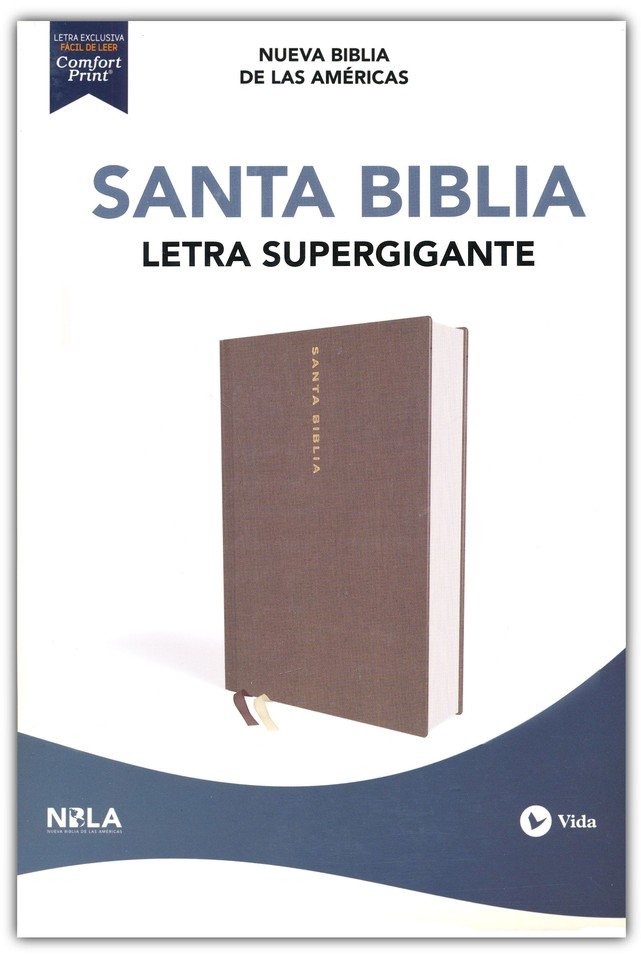 NBLA Santa Biblia Letra Supergigante Tapa Dura, Tela, Gris - Imagen 2