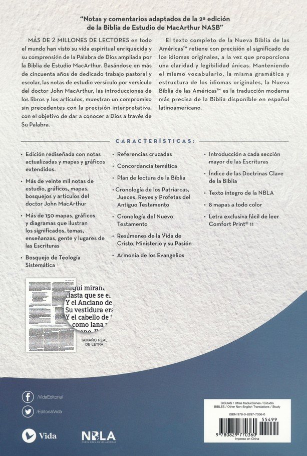 NBLA Biblia de Estudio MacArthur, Tapa Dura - Tela, Gris - Imagen 2