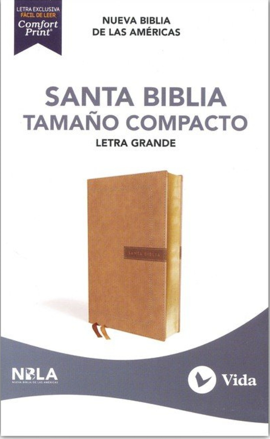 NBLA Santa Biblia Letra Grande Tamaño Compacto, Imitación Piel, Beige