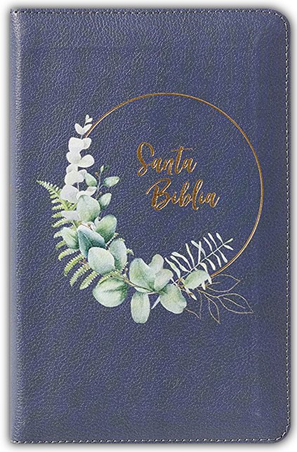 NBLA Santa Biblia, Letra Grande, Tamaño Compacto, Imitación Piel, Azul Marino con Cierre - Imagen 3