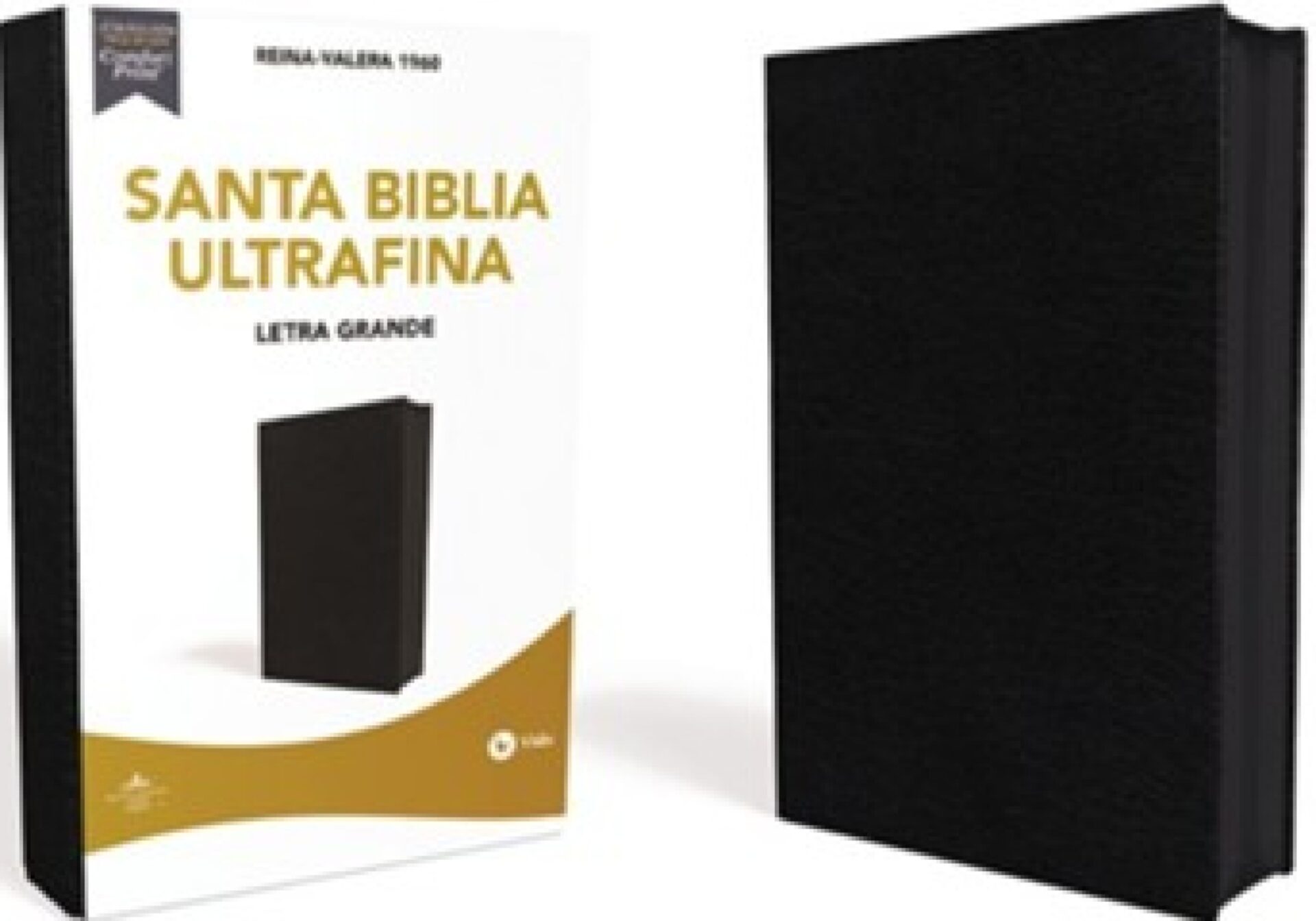 RVR60 Santa Biblia Ultrafina Letra Grande, Piel Fabricada Negro con Cierre