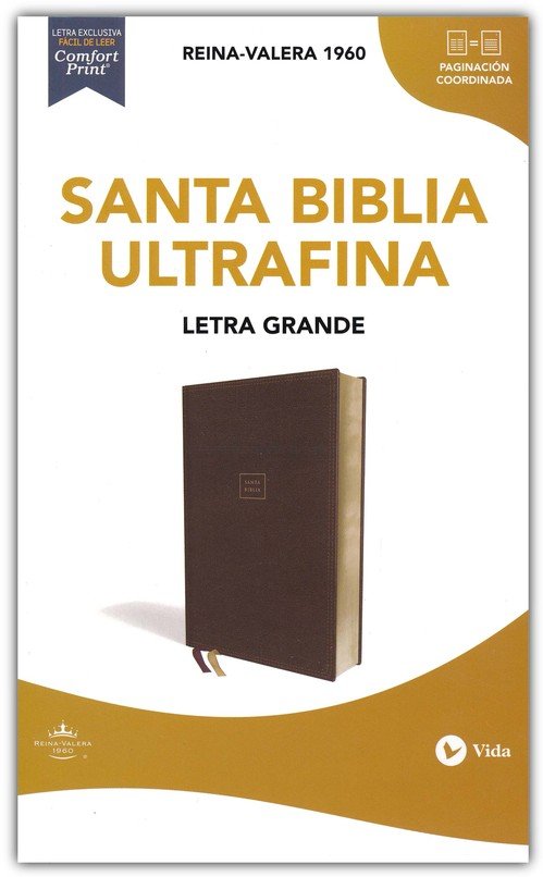 RVR60 Santa Biblia Ultrafina Letra Grande, Imitación Piel Café - Imagen 2