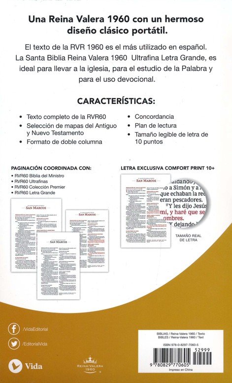 RVR60 Santa Biblia Ultrafina Letra Grande, Imitación Piel Café - Imagen 10