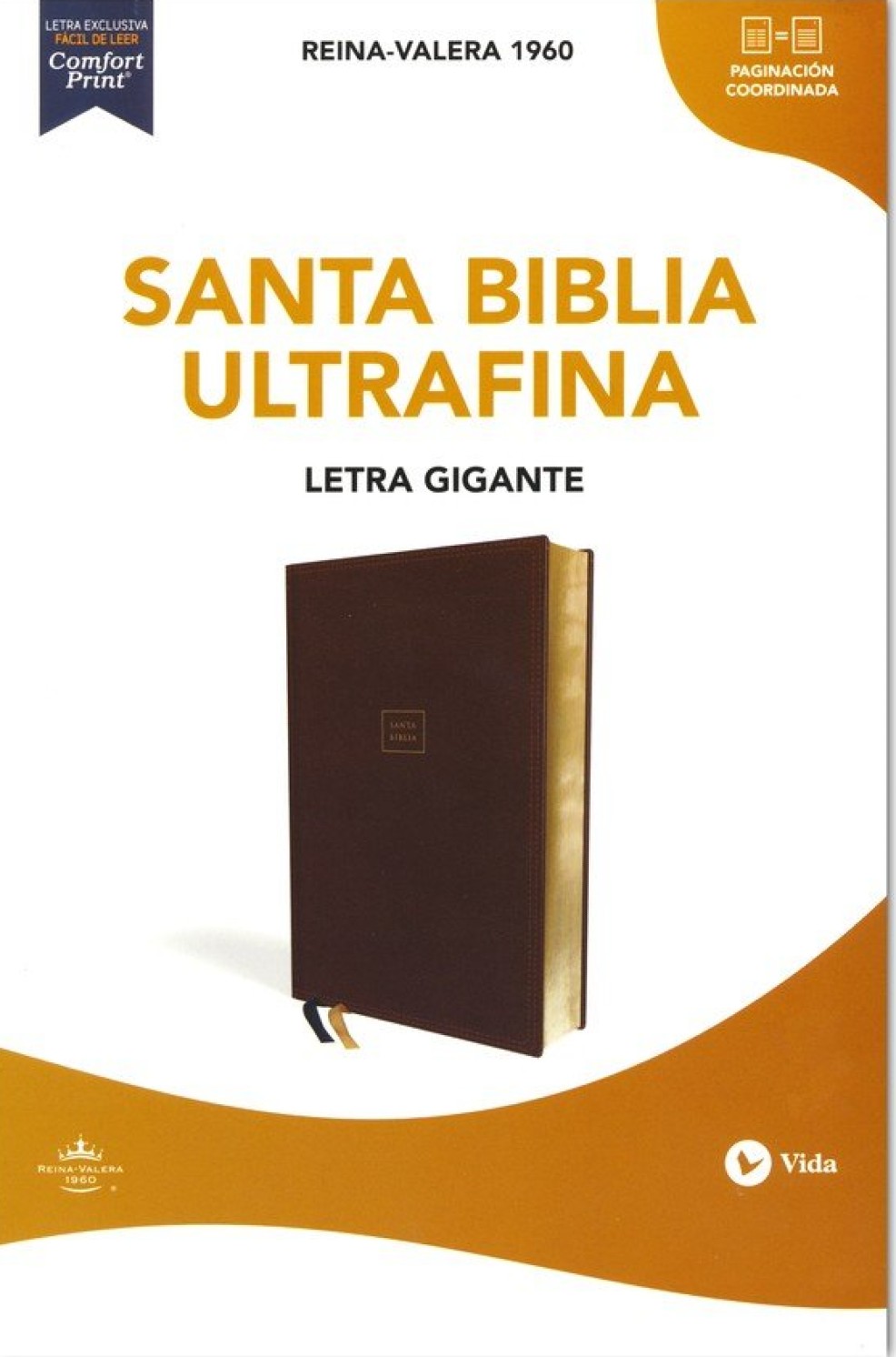 RVR60 Santa Biblia Ultrafina Letra Gigante, Imitación Piel Café