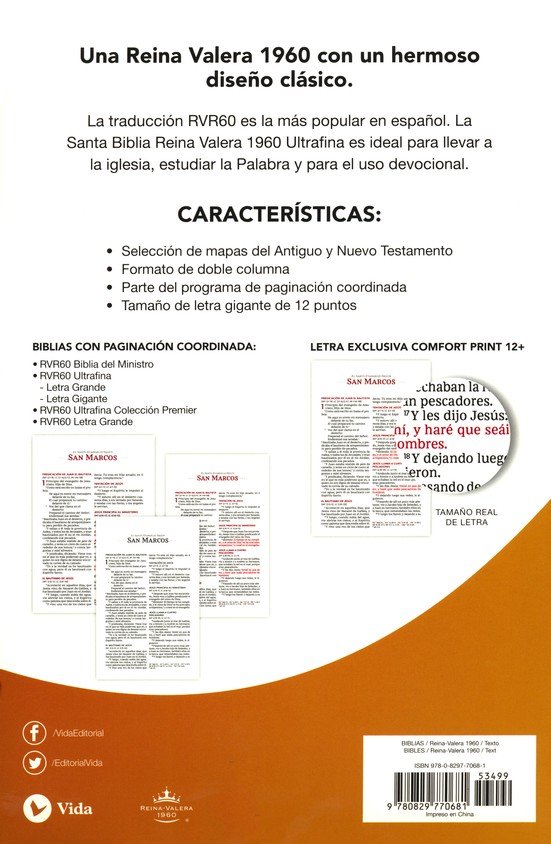 RVR60 Santa Biblia Ultrafina Letra Gigante, Imitación Piel Café - Imagen 10