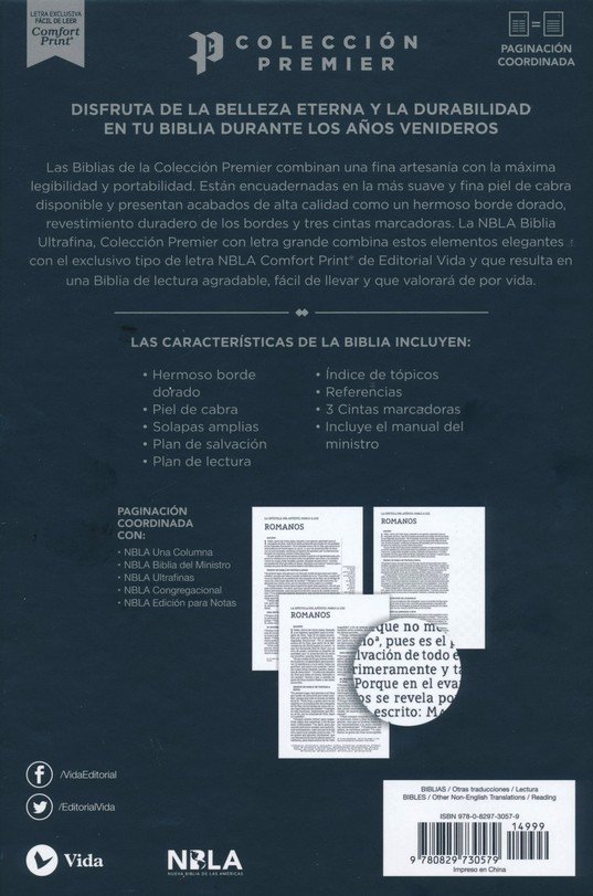 NBLA Biblia Ultrafina, Colección Premier, Negro - Imagen 2