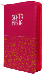 Biblia Fuscia con Flores Letra Grande Cierre  RVR 1960