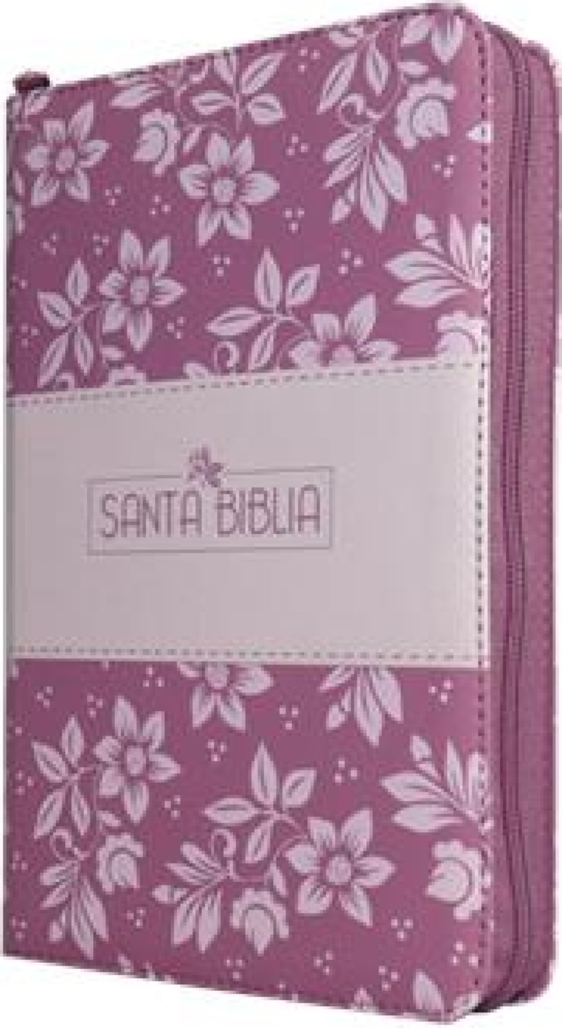 Biblia Rosa con Flores Letra Grande Cierre RVR 1960