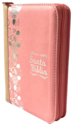 Biblia Compacta Rosa Beige Flores Cierre RVR 1960
