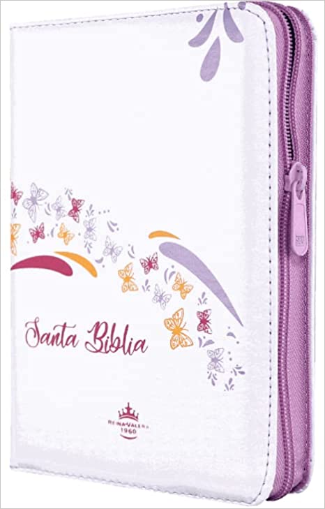 Biblia Compacta Blanco Mariposas Cierre RVR 1960