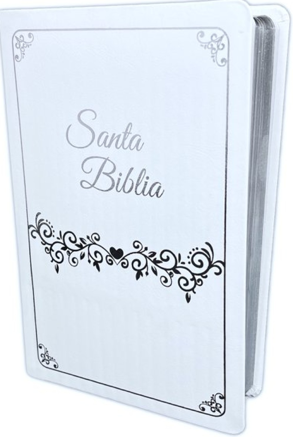 Biblia Reina Valera 1960 para Boda, Letra Gigante Imitación Piel Blanco, Canto Plateado