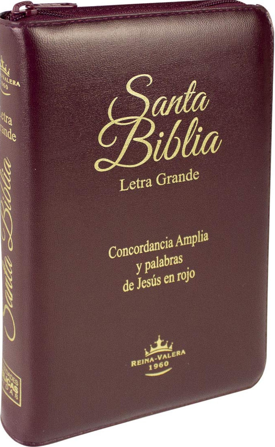 Biblia Reina Valera 1960 Imitación Piel, Acolchada Vino, Cierre, Canto Dorado, Indice