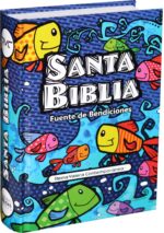 Santa Biblia Reina Valera Letra Mediana y Fuente de Bendiciones, Tapa Dura Ilustrada Pescaditos, Canto Blanco