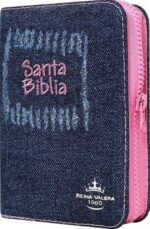 Biblia Jean Compacta Bordado Rosa con Cierre e Index RVR1960