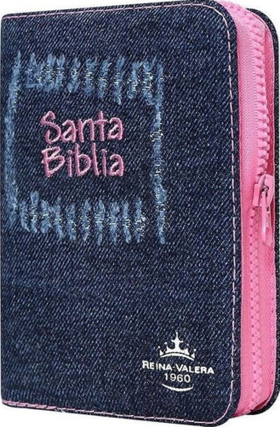 Biblia Jean Compacta Bordado Rosa con Cierre e Index RVR1960