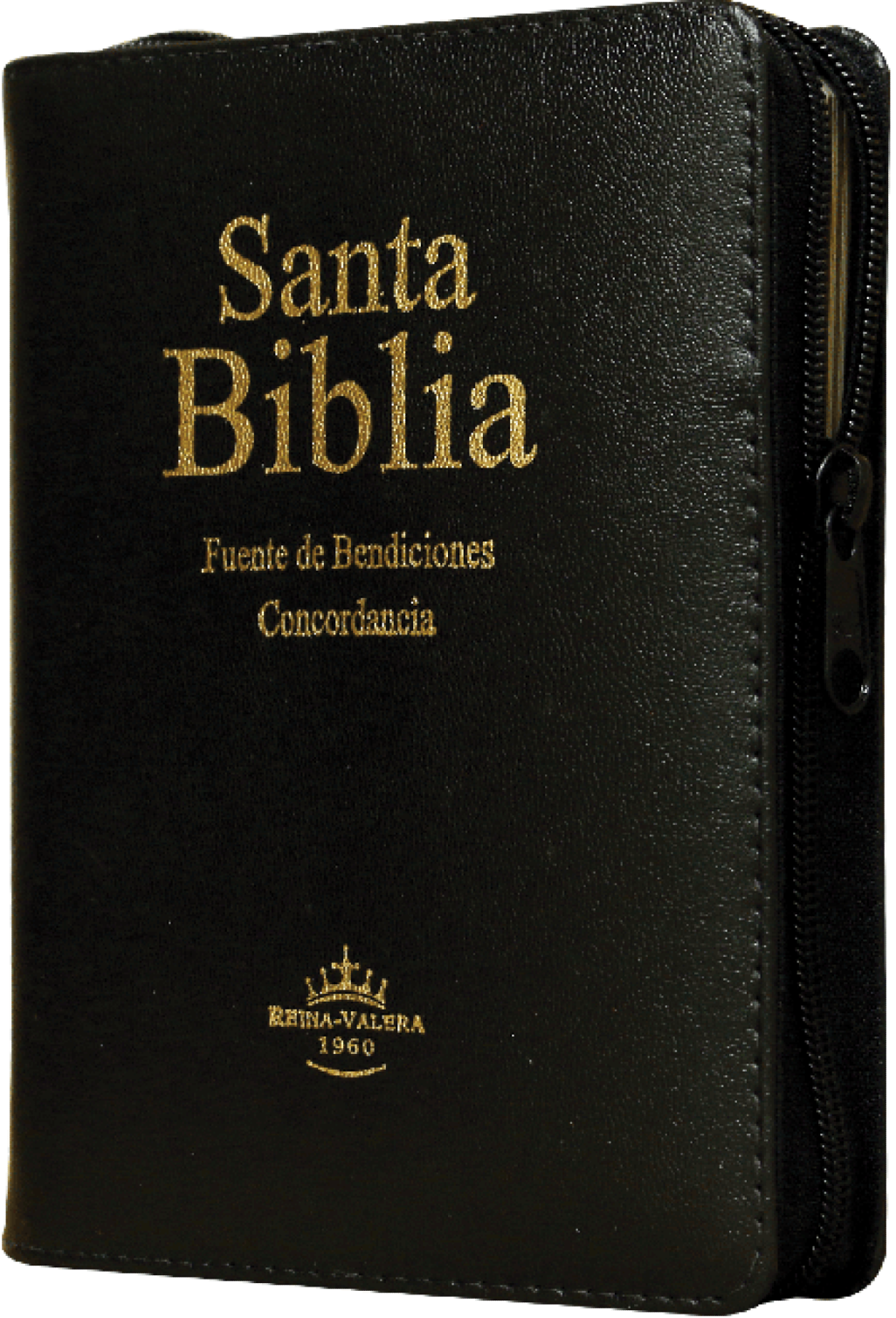Biblia Reina Valera 1960, Compacta Pequeña Imi Piel Acolchada Negro, Cierre, Canto Dorado, Indice