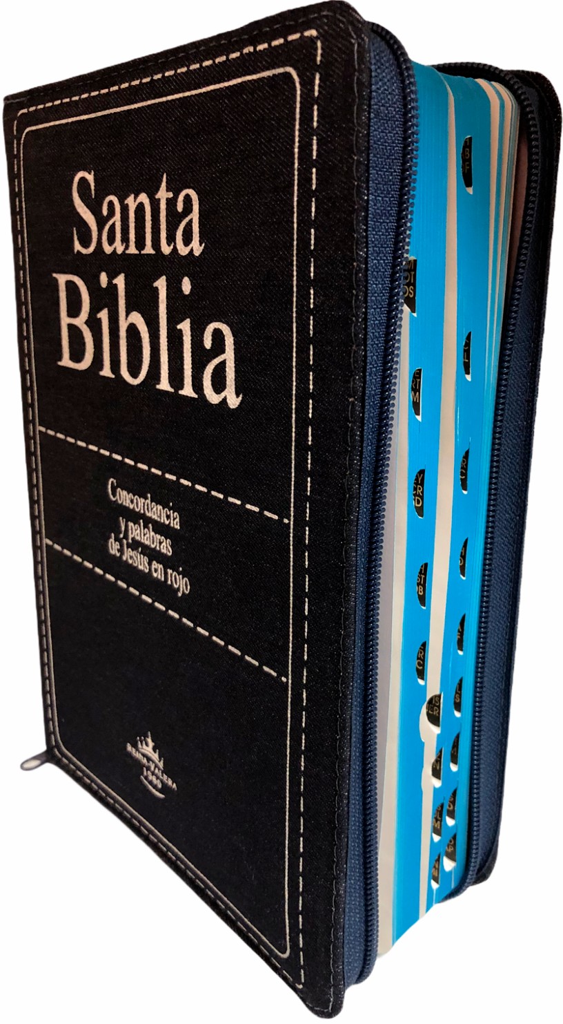 Biblia Reina Valera 1960 Letra Gigante De 14 puntos Con Cierre Tela Jean e Indice