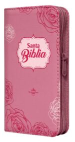 Biblia Chequera Rosa Floral con Cierre e Index   RVR1960
