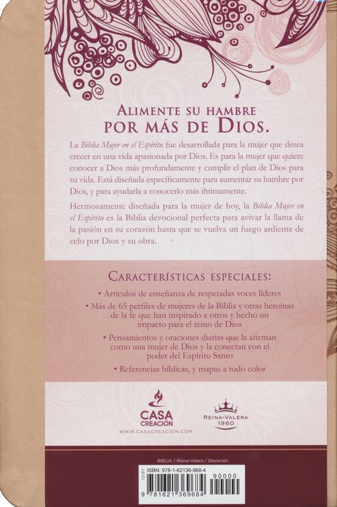Biblia Mujer en el Espíritu RVR 1960, Imitación Piel Rosa Tan - Imagen 9