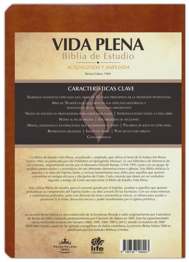 Biblia de Estudio Vida Plena RVR 1960 Imitación Piel Marrón con Indice - Imagen 9