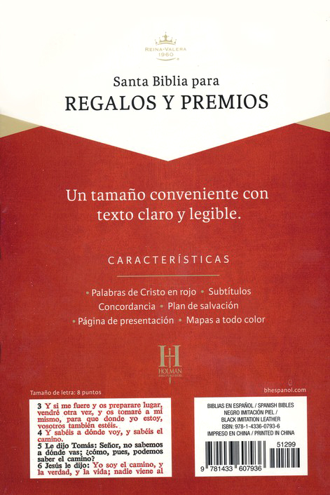 Santa Biblia Reina Valera 1960 Para Regalos Y Premios Negro Imitación Piel - Imagen 10