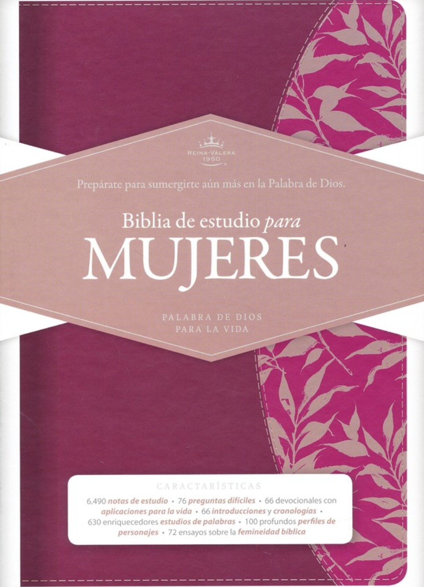 Biblia Reina Valera 1960 De Estudio Para Mujeres Vino Tinto Fucsia Símil Piel
