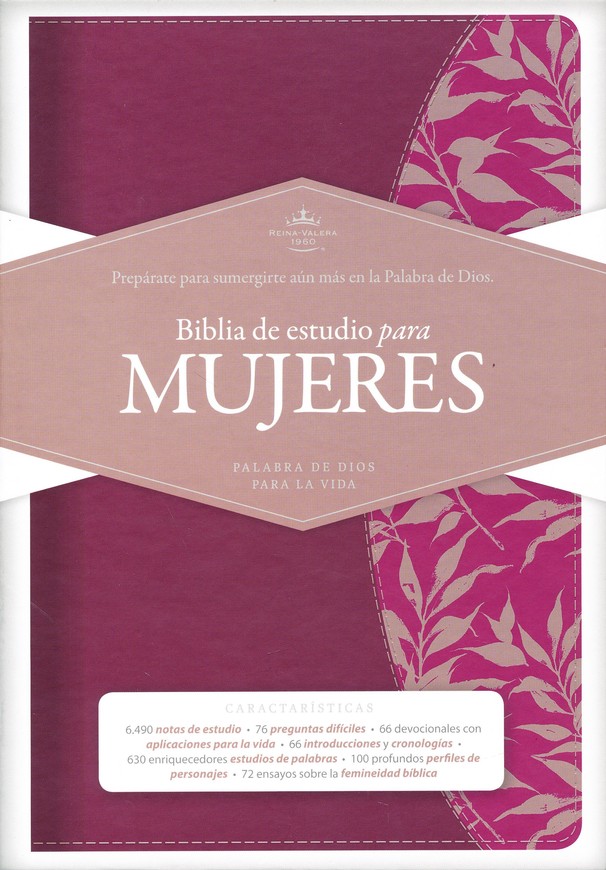 Biblia Reina Valera 1960 De Estudio Para Mujeres Vino Tinto Fucsia Símil Piel - Imagen 2