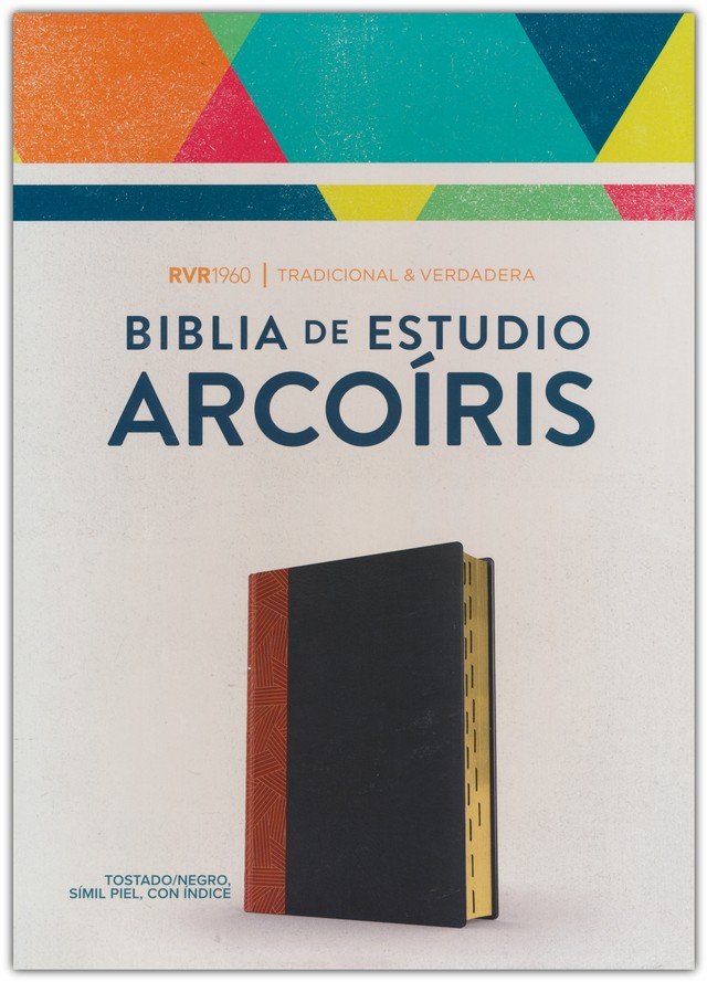 Biblia RVR 1960 Biblia de Estudio Arcoiris, Tostado/Negro Símil Piel Con Indice