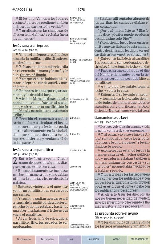 RVR 1960 Biblia de Estudio Arcoiris Morado Multicolor Simil Piel - Imagen 9
