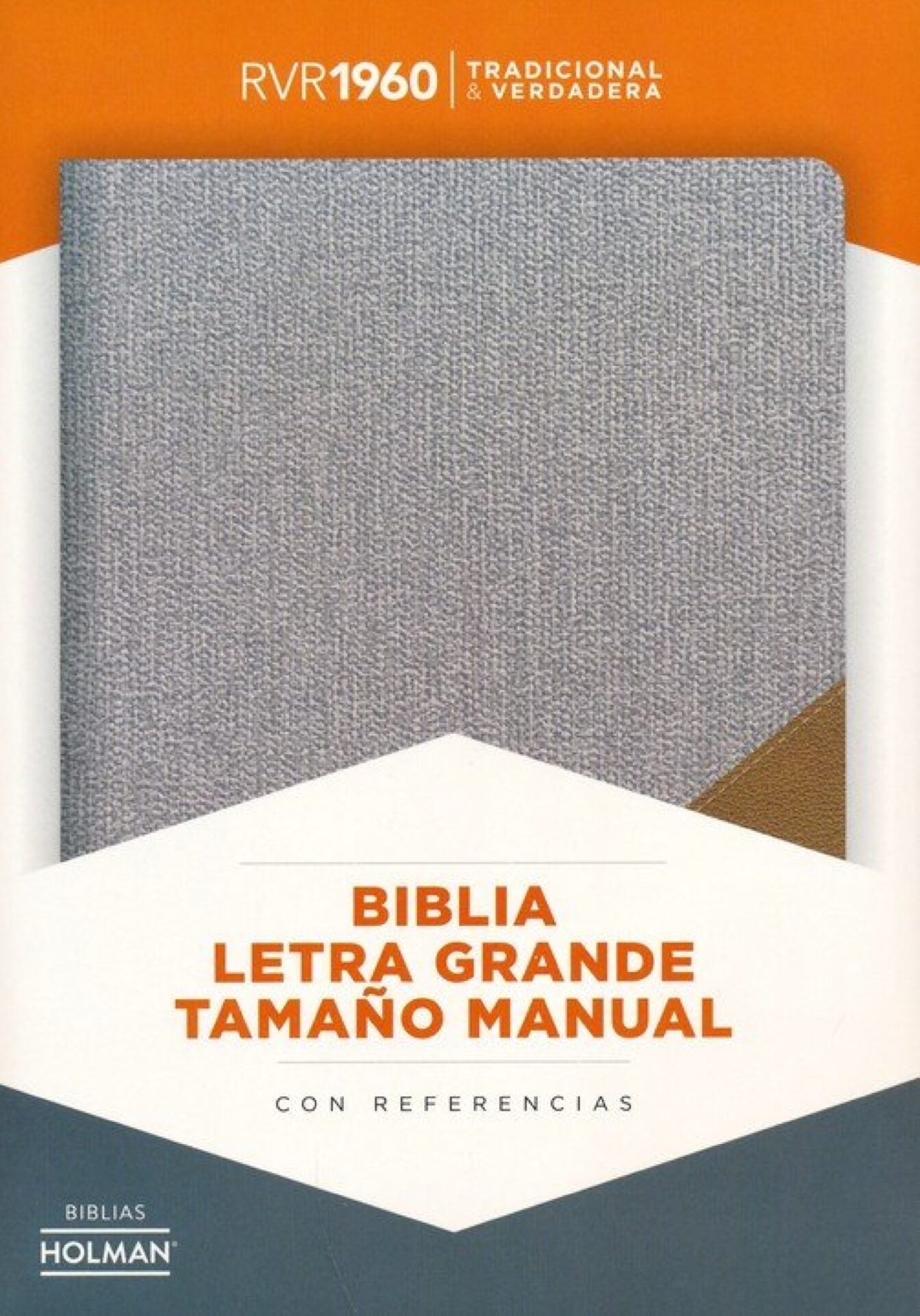 RVR 1960 Biblia Letra Grande Tamaño Manual, Gris Y Marrón, Imitación Piel