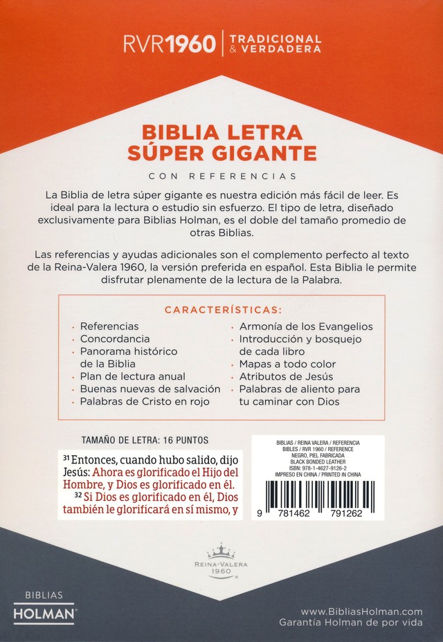 RVR 1960 Biblia Letra Súper Gigante Negro, Piel Fabricada Con Indice - Imagen 10